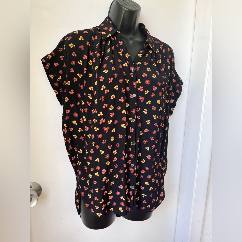 Madewell Central Drapey Shirt in Feline Floral size XXS - Picture 4 of 12